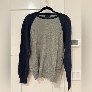 J. Crew Men's Gray and Navy Crewneck Sweater